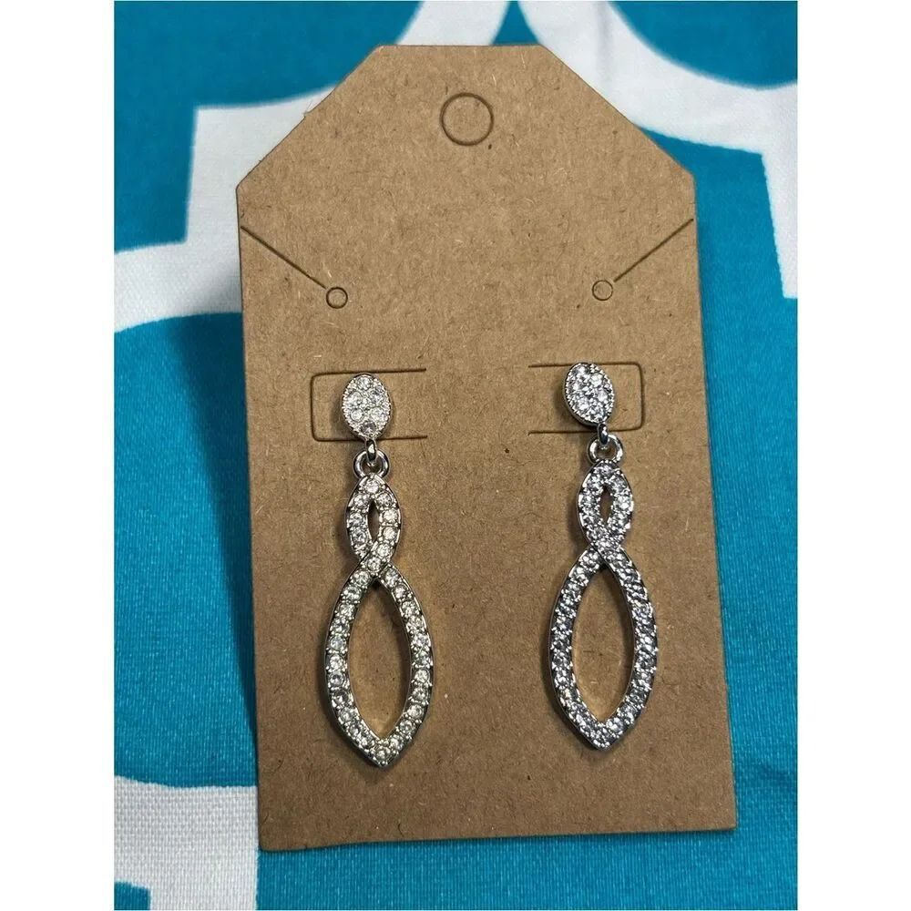 New Silver Crystal Drop Earrings for Women